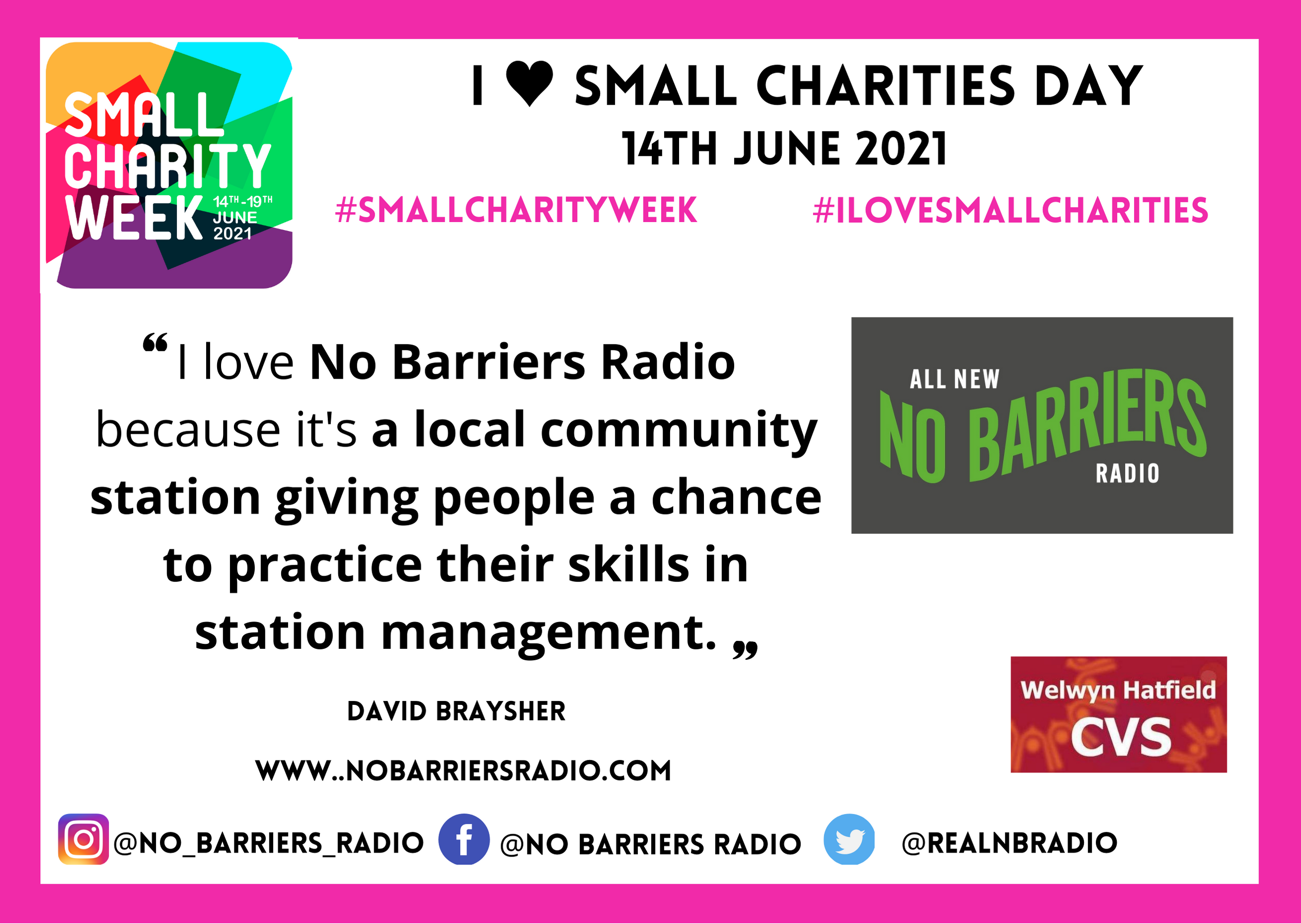 Small Charity Week No Barriers Radio